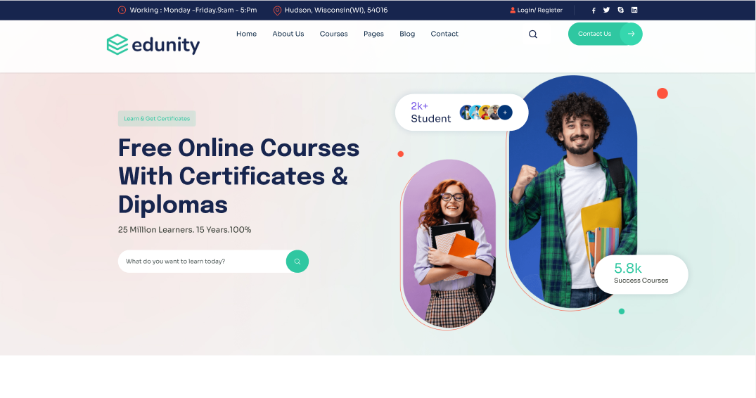 Plateforme d’École en Ligne – Site Web Éducatif Professionnel
